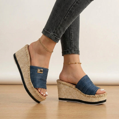 Women's Espadrille Wedge Sandals Textured Strap