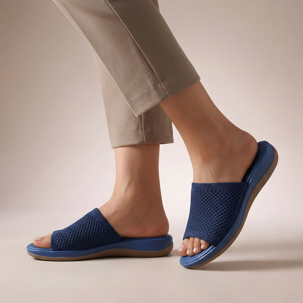 Women's Knit Slide Sandals Contoured Footbed - VibreMode
