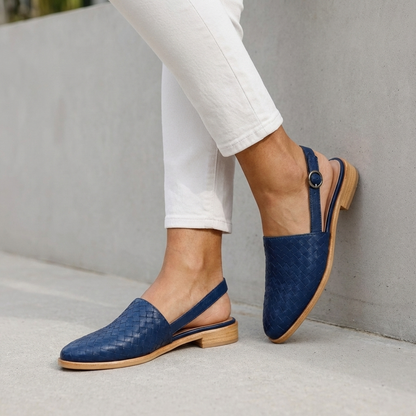 Women's Woven Slingback Flats Adjustable Ankle Strap
