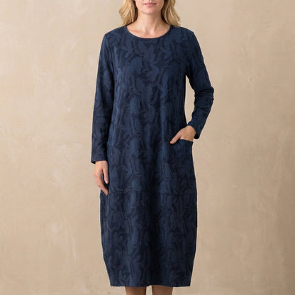 Women's Relaxed Maxi Dress Textured Knit Patch Pockets