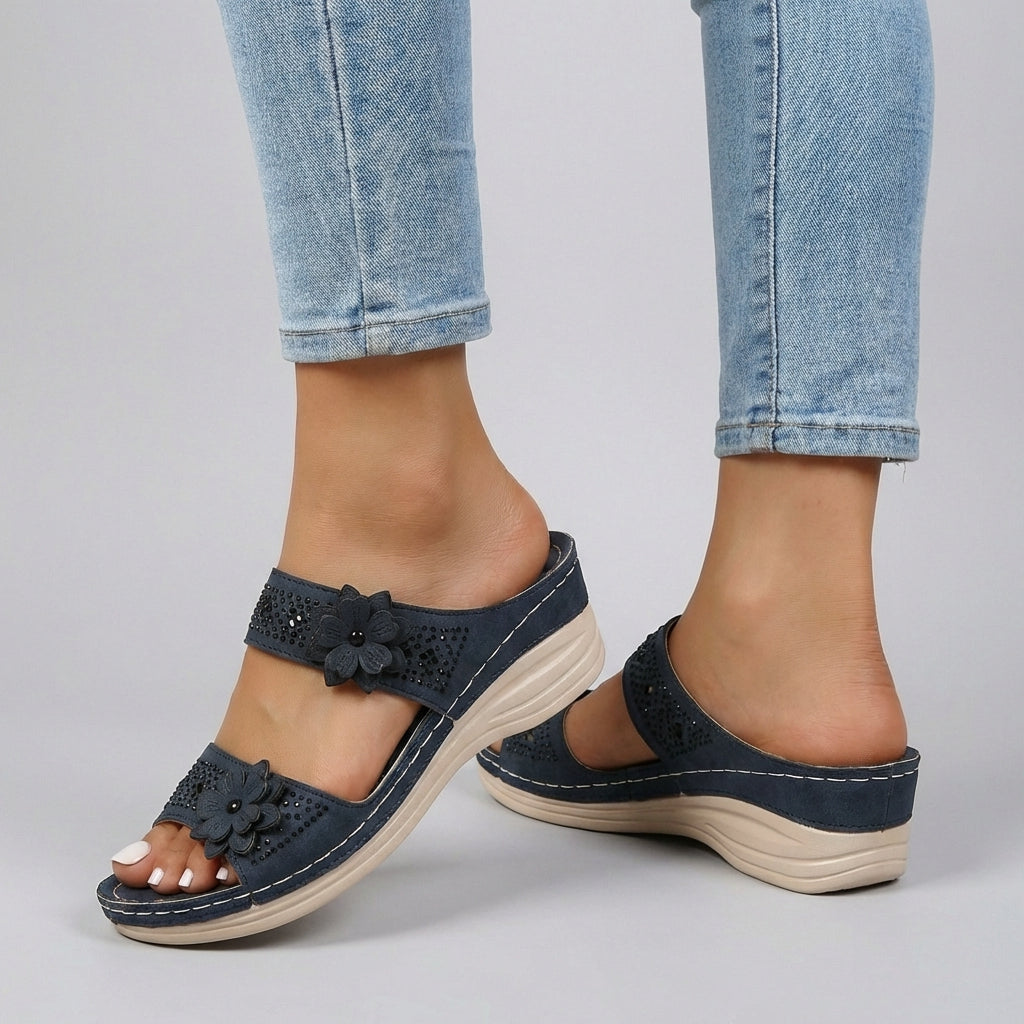 Women's Orthopedic Wedge Sandals Floral Embellished Comfort