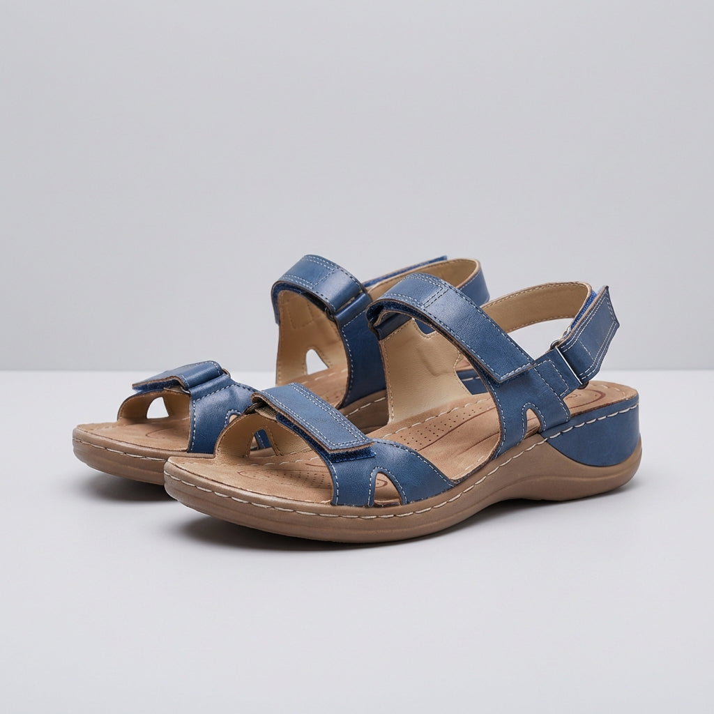 Adjustable Strap Sandals Cushioned Sole Comfortable Brown