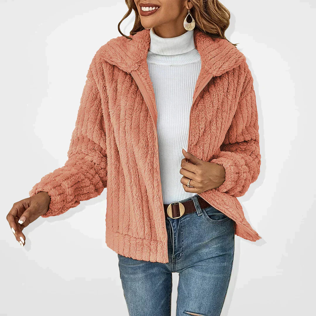 Women's Zip Sweater Ribbed Trim