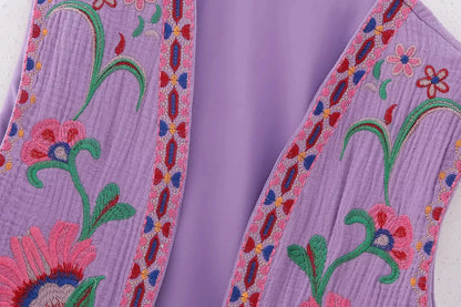 Bohemian Floral Embroidered Waistcoat