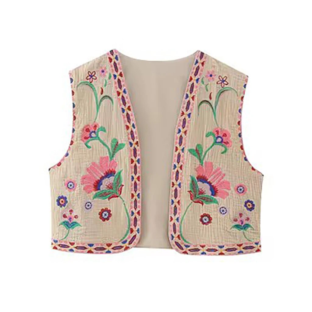 Women's Embroidered Vest Floral