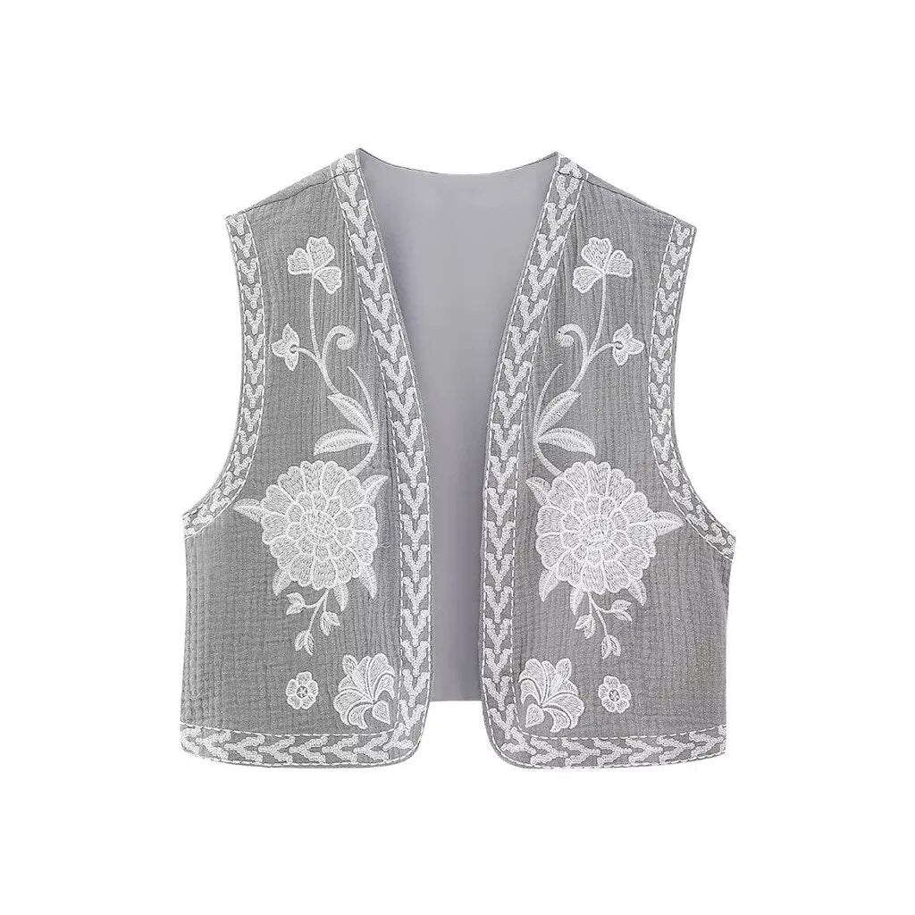 Women's Embroidered Vest Floral