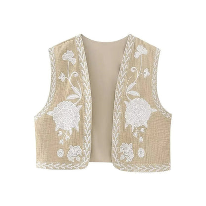 Bohemian Floral Embroidered Waistcoat