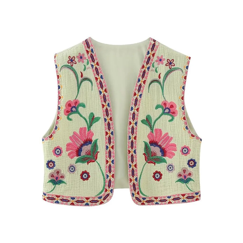 Bohemian Floral Embroidered Waistcoat