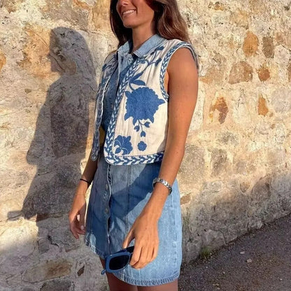 Bohemian Floral Embroidered Waistcoat - VibreMode