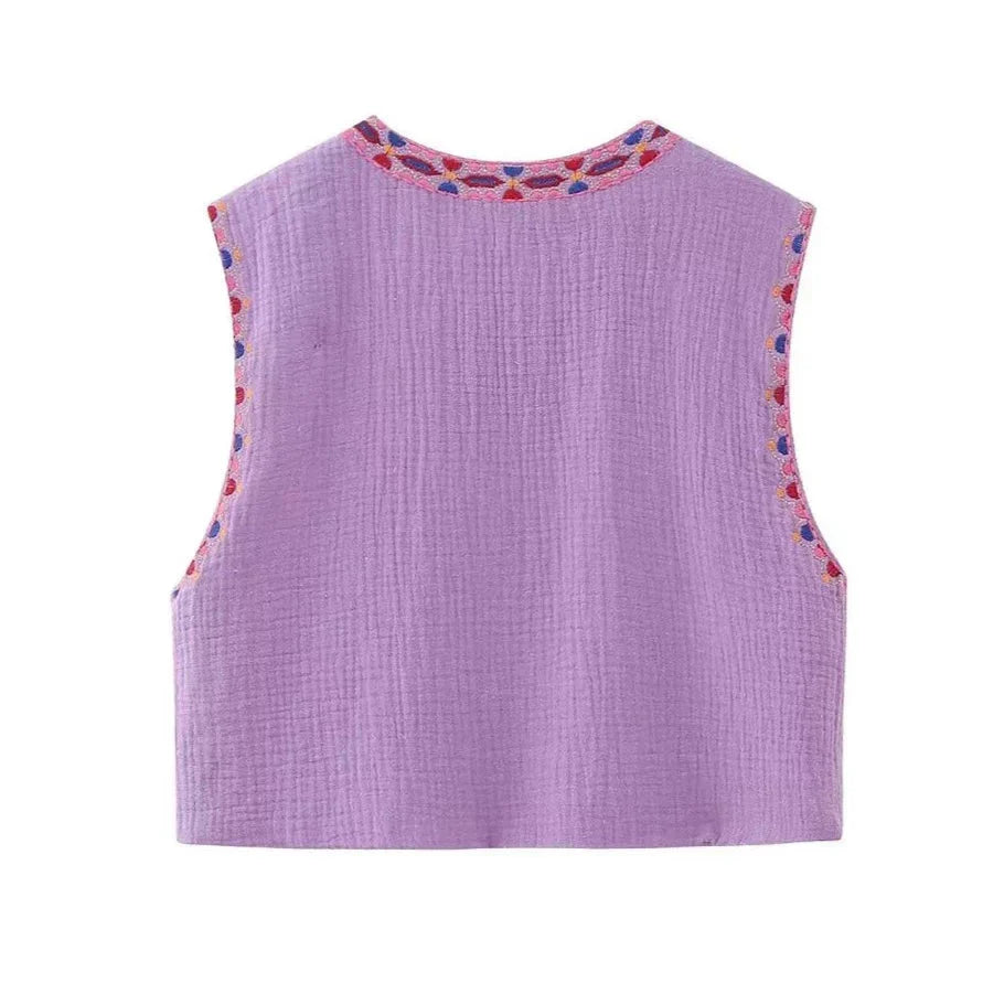 Women's Embroidered Boho Vest