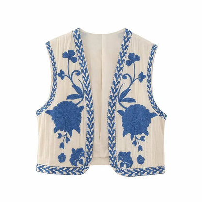 Bohemian Floral Embroidered Waistcoat