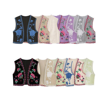 Bohemian Floral Embroidered Waistcoat