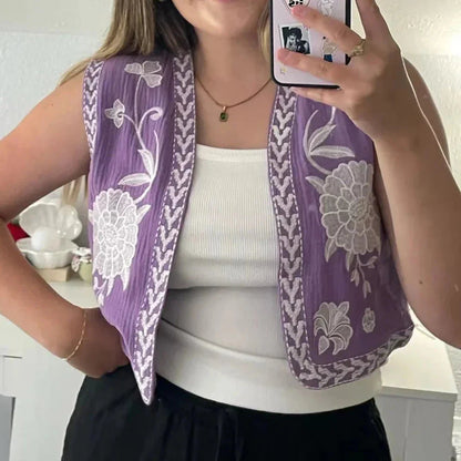 Vivienne Women's Floral Vest Boho Style