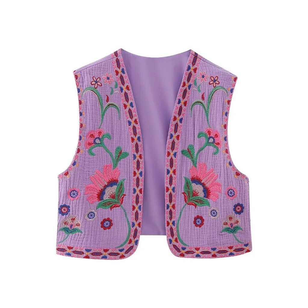 Bohemian Floral Embroidered Waistcoat