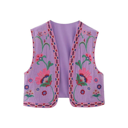 Bohemian Floral Embroidered Waistcoat