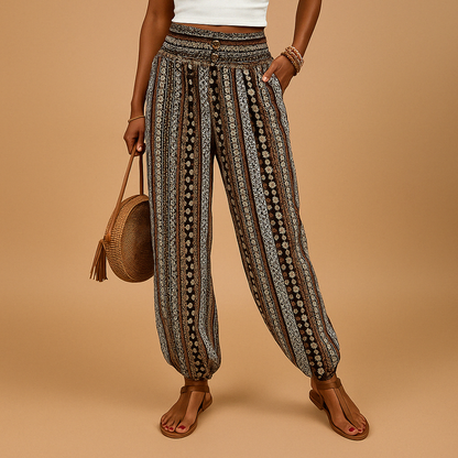 Women's High Waist Boho Pants - VibreMode