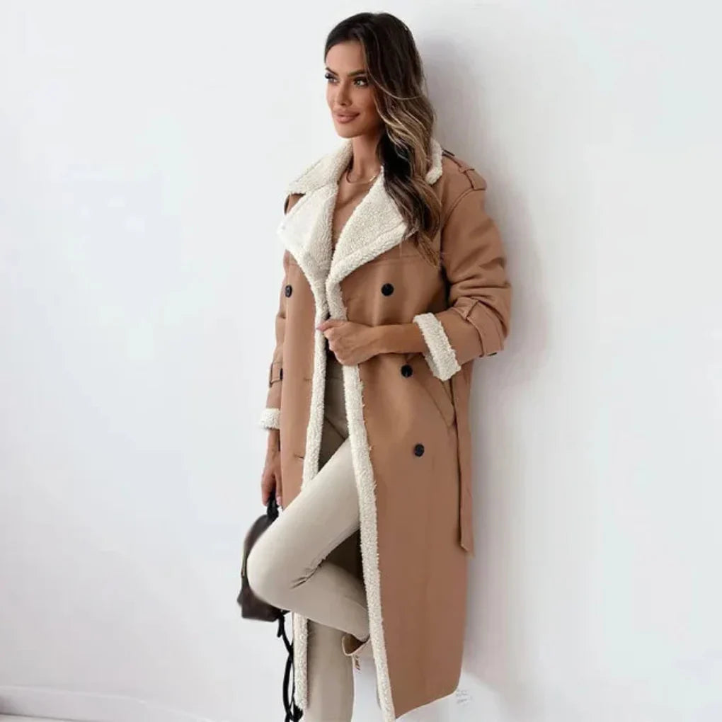Women's Long Button Down Coat - VibreMode