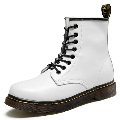 Men's Real Leather Biker Boots Thick Fleece Lined