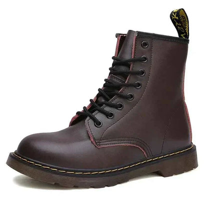 Men's Real Leather Biker Boots Thick Fleece Lined