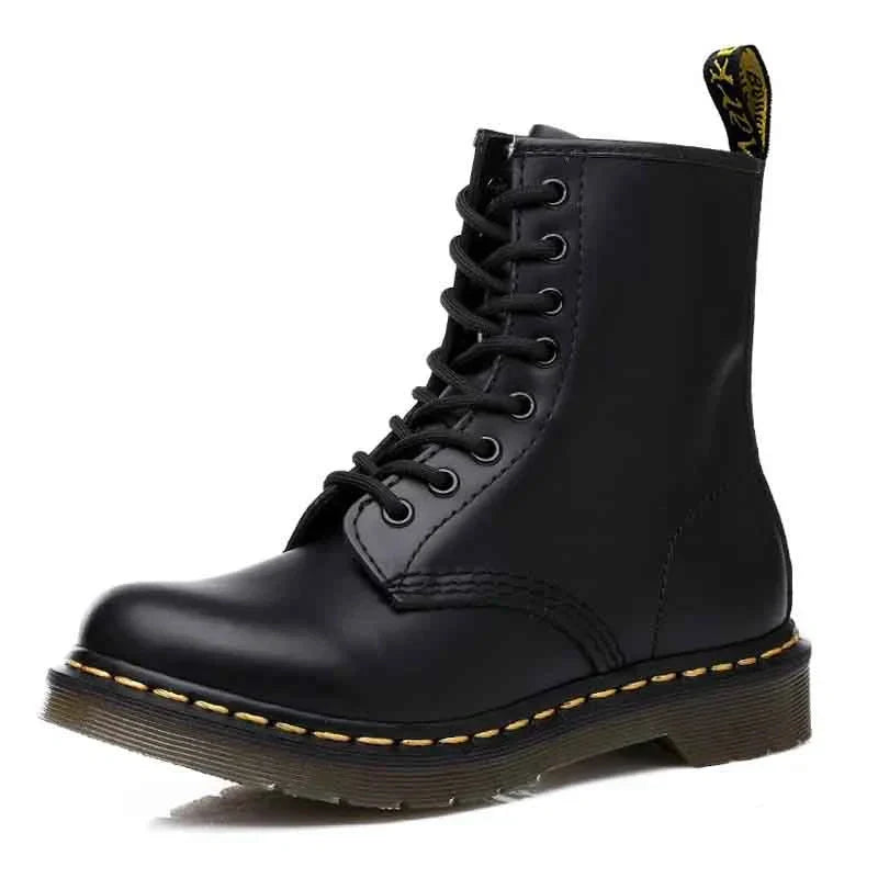 Men's Real Leather Biker Boots Thick Fleece Lined