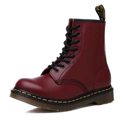 Men's Real Leather Biker Boots Thick Fleece Lined