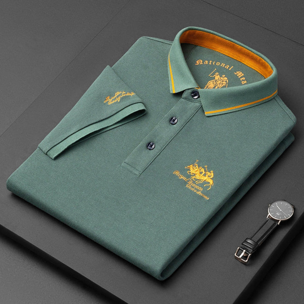Men's Polo Shirt Casual Button Down Cotton