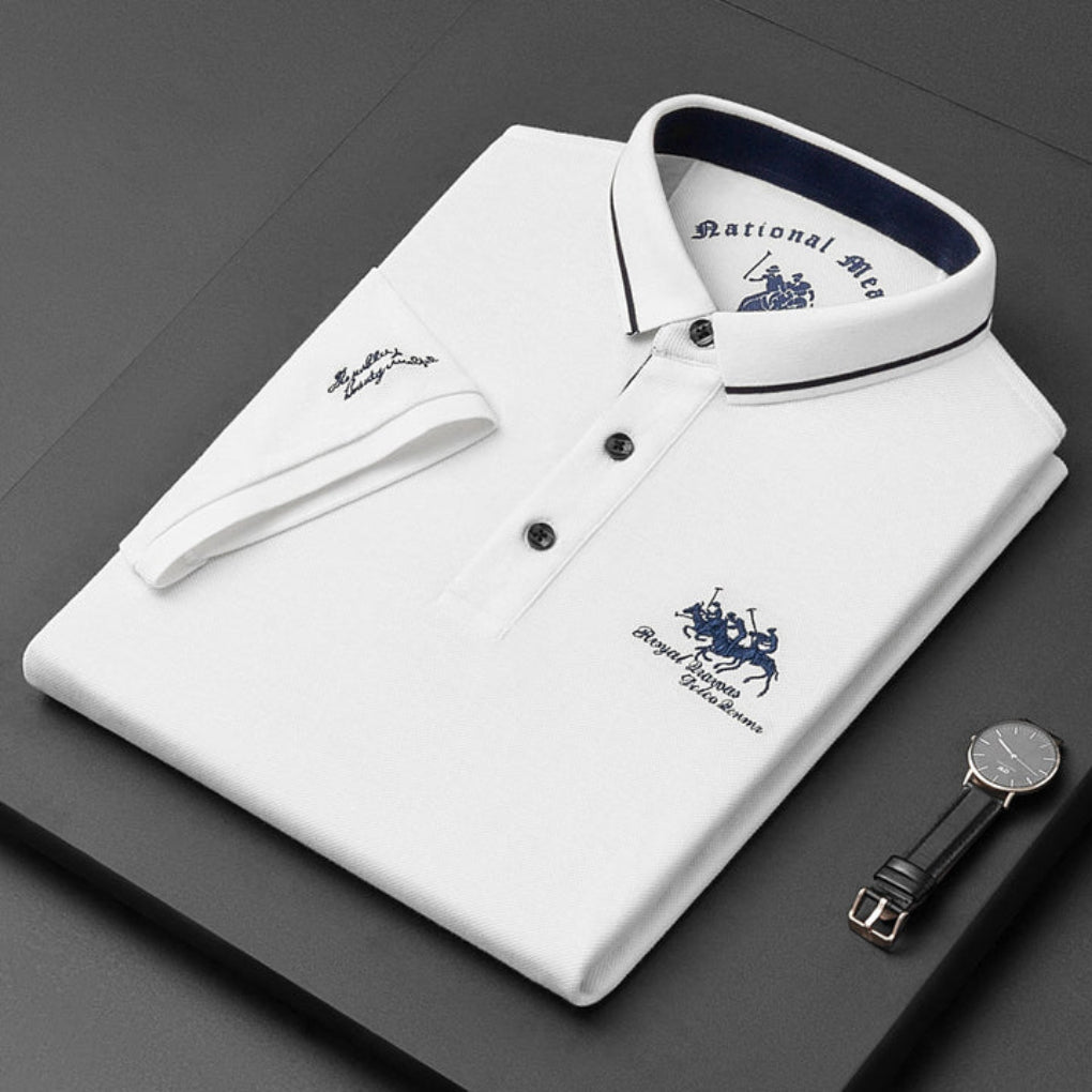 Men's Polo Shirt Casual Button Down Cotton
