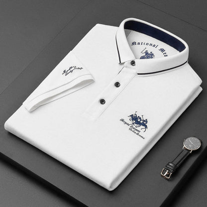 Men's Polo Shirt Casual Button Down Cotton