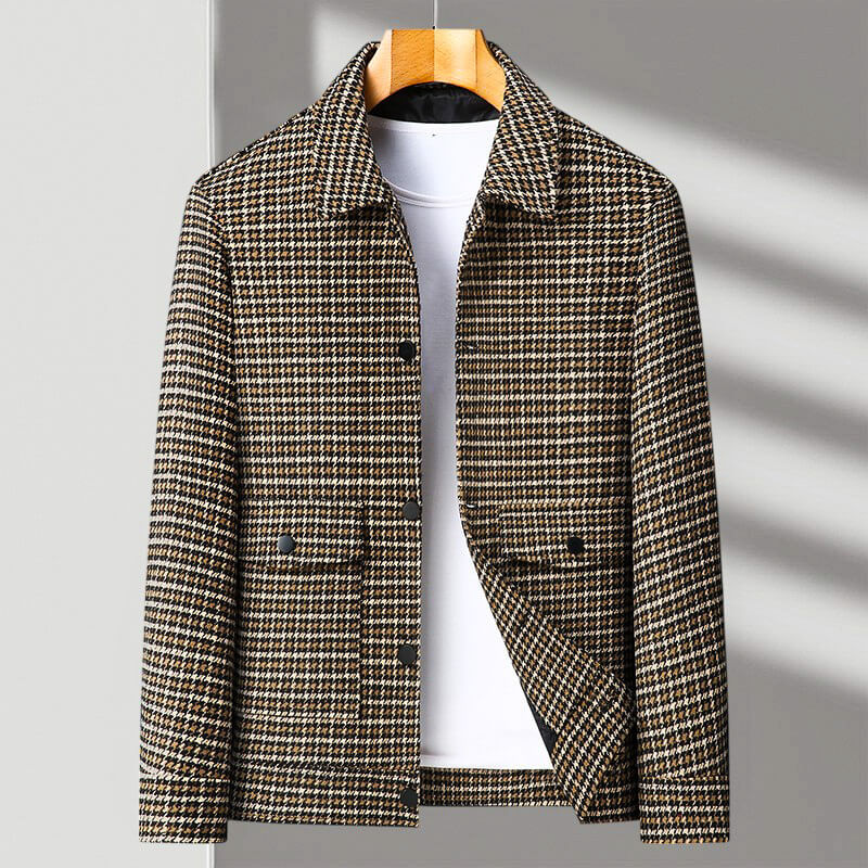 Classic Checkered Wool Coat - VibreMode