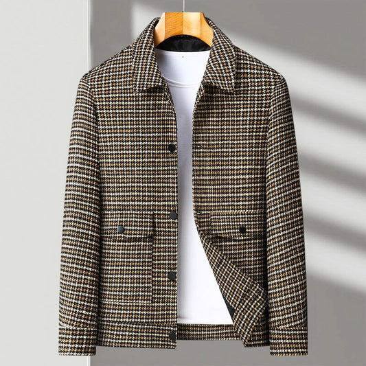 Classic Checkered Wool Coat - VibreMode