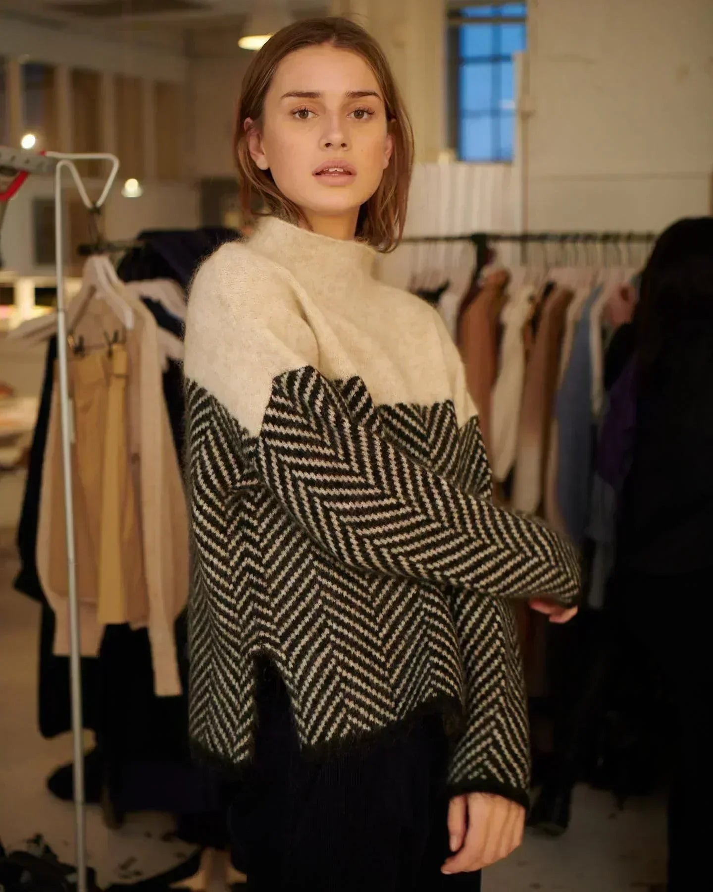 Women's Contrast Panel Sweater