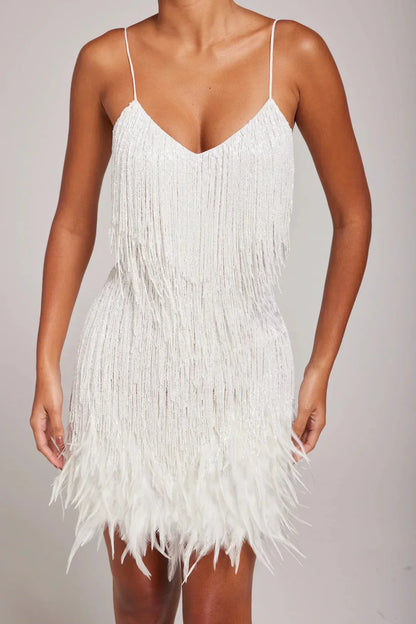 Women's Feather Detail Mini Dress