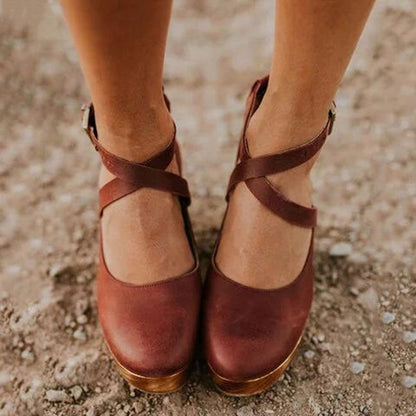 Chic Wedge High Heels with Ankle Strap