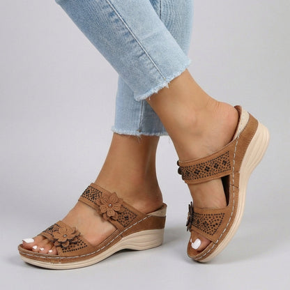 Women's Orthopedic Wedge Sandals Floral Embellished Comfort