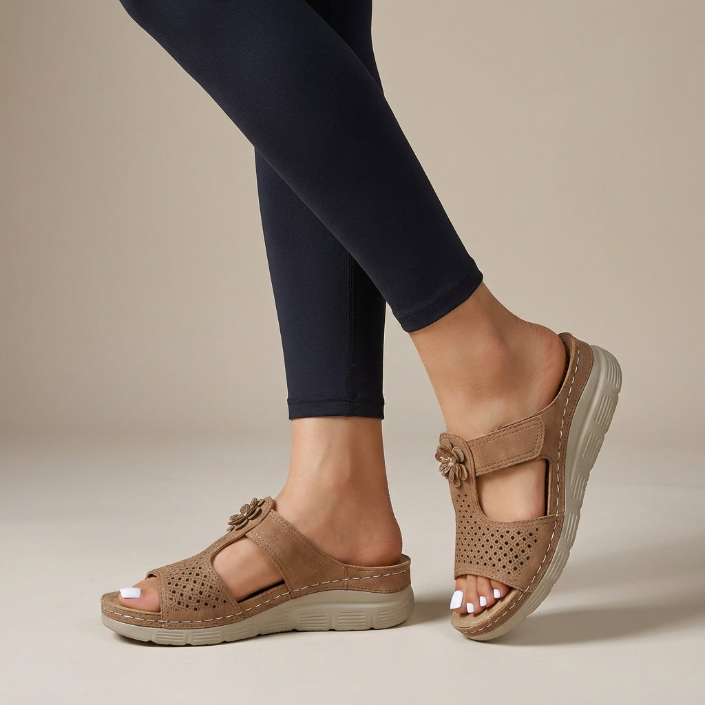 Women's Orthopedic Wedge Sandals Cushioned Support Floral - VibreMode