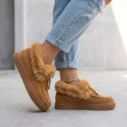 Women's Ankle Boots Faux Fur Moccasin Tan