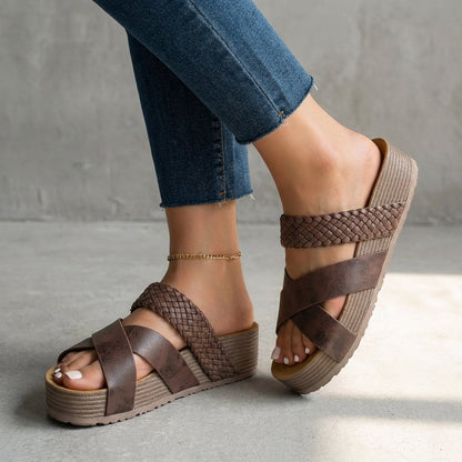 Women's Braided Platform Sandals Wedge Heel
