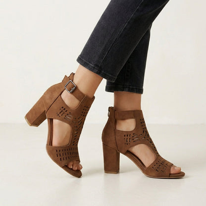 Women's Block Heel Cut-Out Sandal