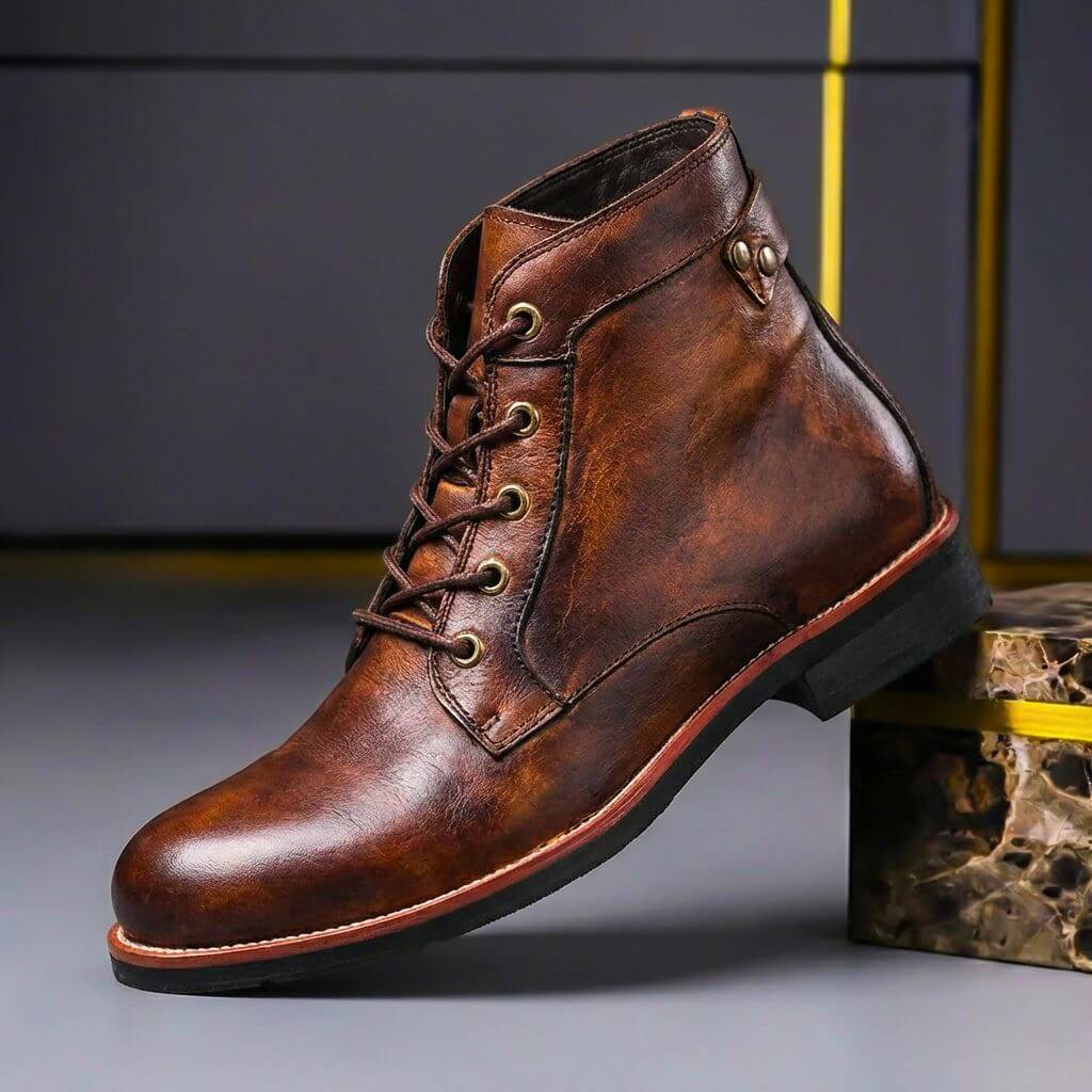 Classic Vintage Leather Ankle Boots - VibreMode