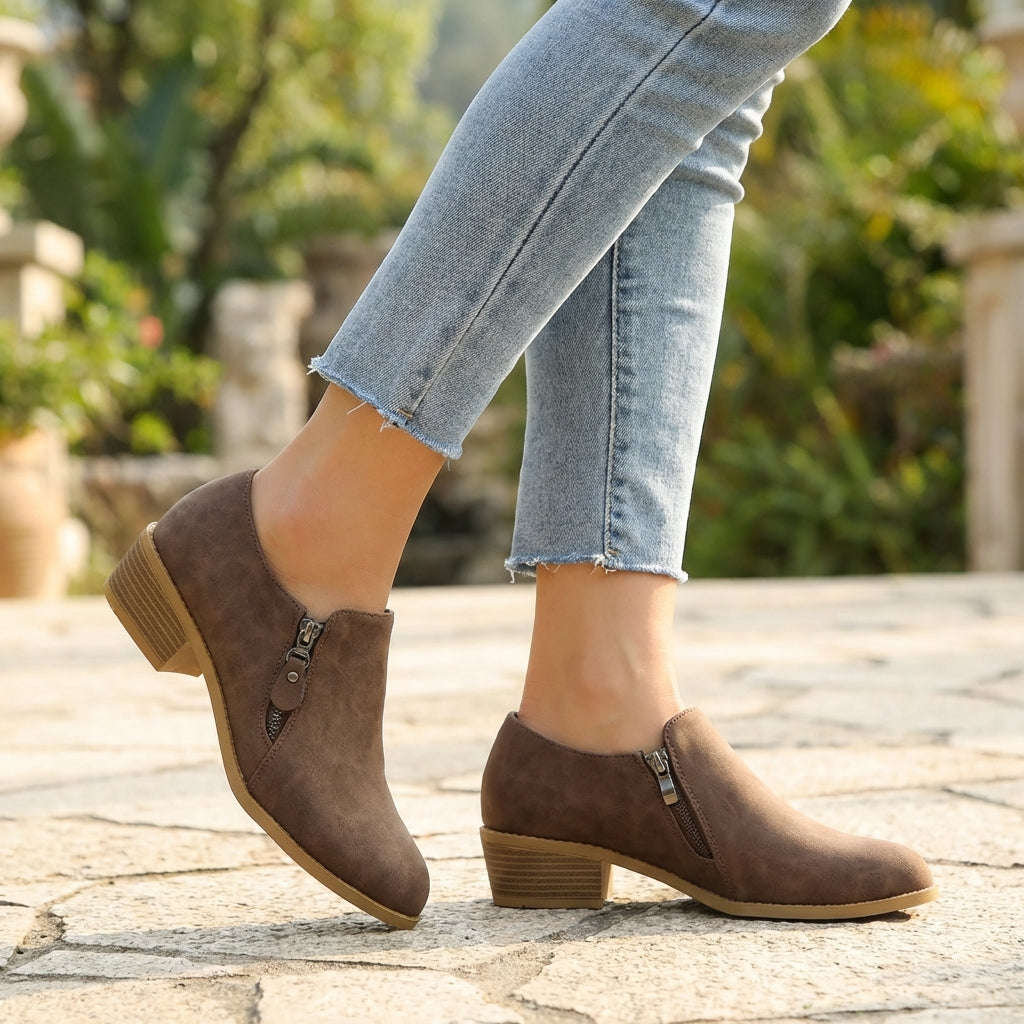 Women's Ankle Boots Orthopedic Low Heel Almond Toe