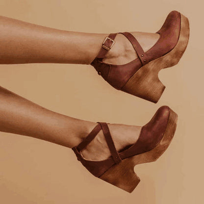 Women's Wedge Heels Closed Toe Ankle Strap