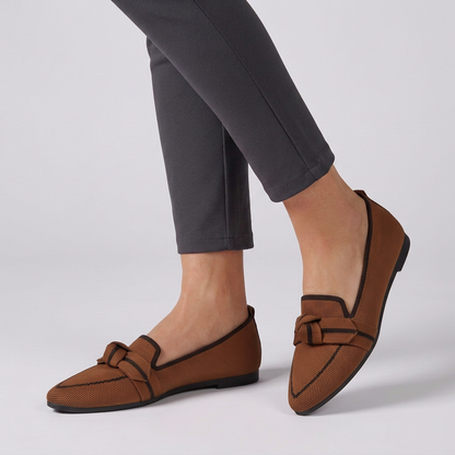 Pointed Toe Leather Loafers Horsebit Detail Brown