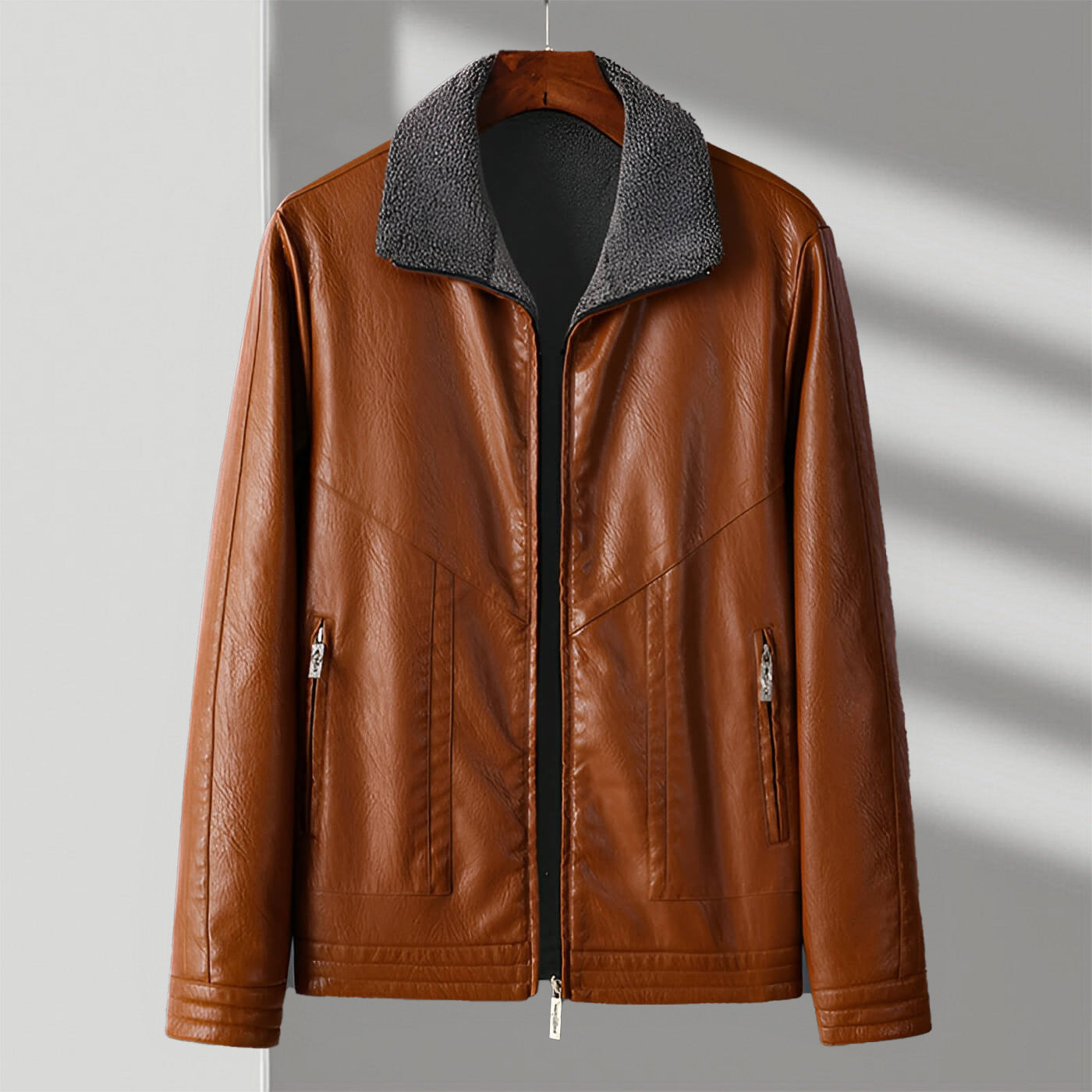 Biker Style Genuine Leather Jacket - VibreMode