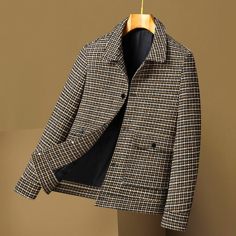 Classic Checkered Wool Coat