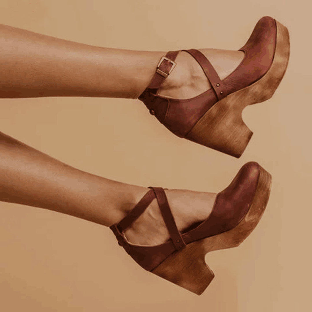 Chic Wedge High Heels with Ankle Strap