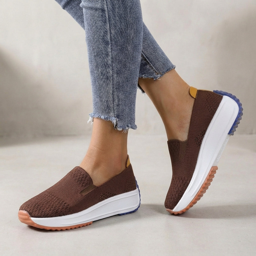 Orthopedic Slip On Sneakers Knit Platform