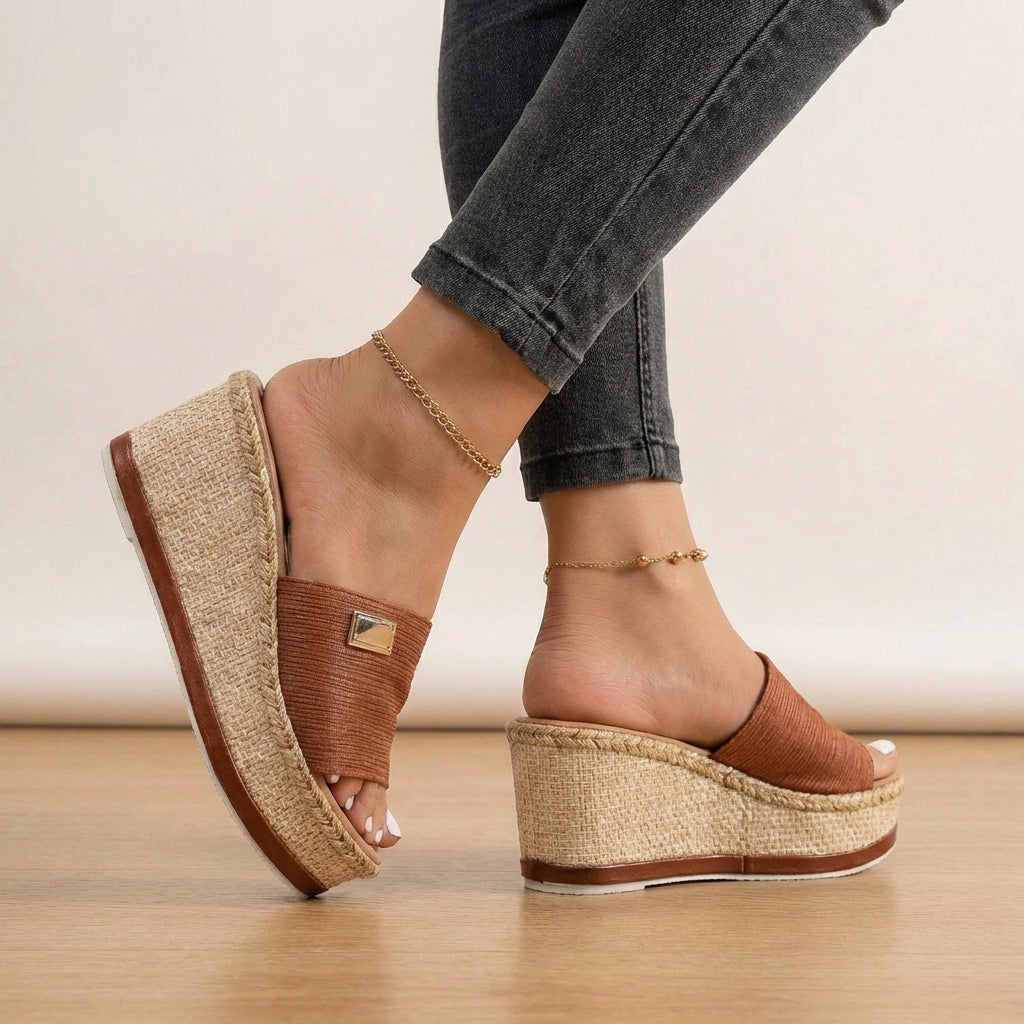 Women's Espadrille Wedge Sandals Textured Strap