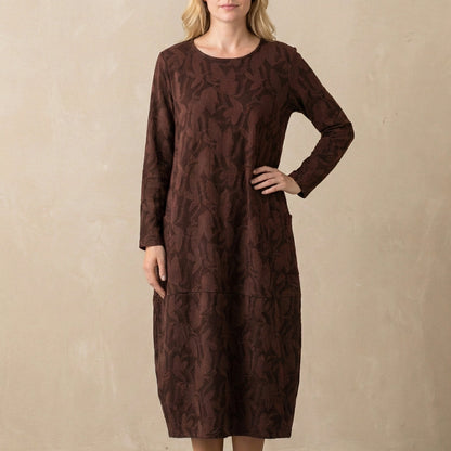 Women's Relaxed Maxi Dress Textured Knit Patch Pockets