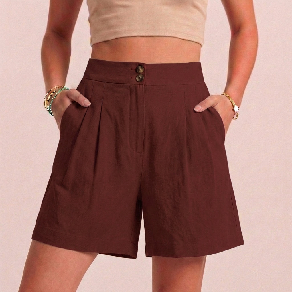 Women's Relaxed Fit Paperbag Shorts Tailored Pockets