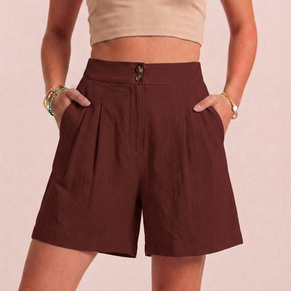Women's Relaxed Fit Paperbag Shorts Tailored Pockets